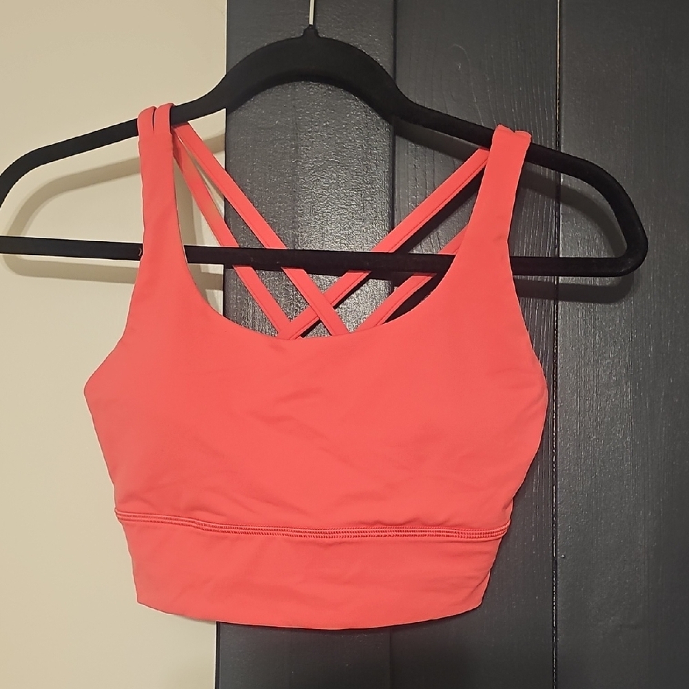 Lululemon Energy Longline Bra, Women's Coral Sports Bra
